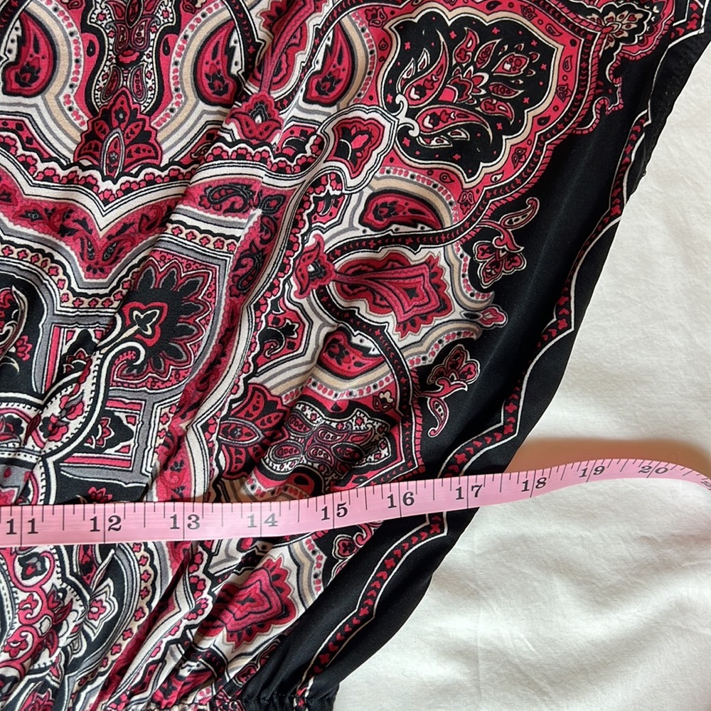 HeartSoul L Black/Burgundy Patterned Blouse - Picture 12 of 13